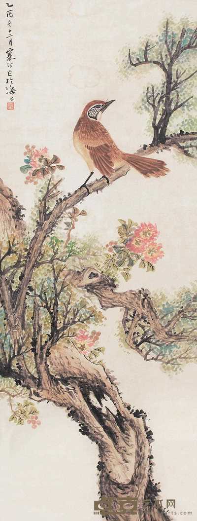 江寒汀 花鸟 纸本 94×36cm